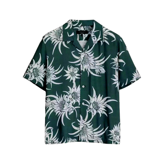 NEW Rag & Bone Avery Green Pineapple Floral Viscose Shirt Sz M NWT $245